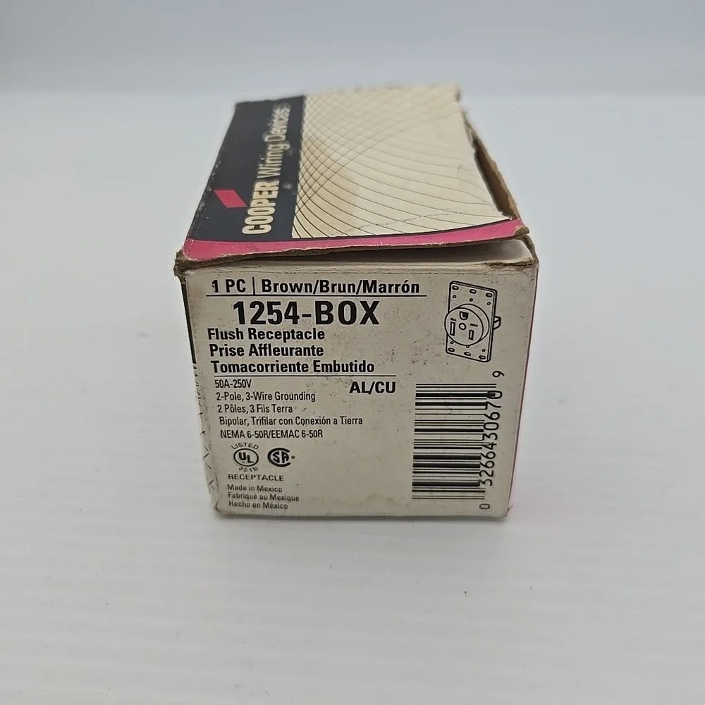 Eaton - 1254-Box Black‎ Flush Electrical Receptacle 50A / 250V New in Box